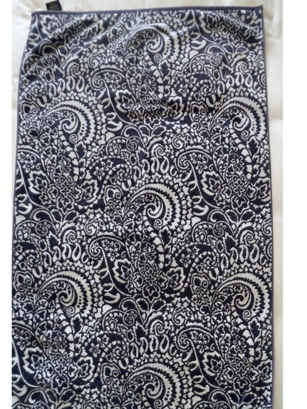 RALPH LAUREN Large Bath Towel 100% Cotton Navy Blue White Paisley 28"W x 54"L - Picture 9 of 16